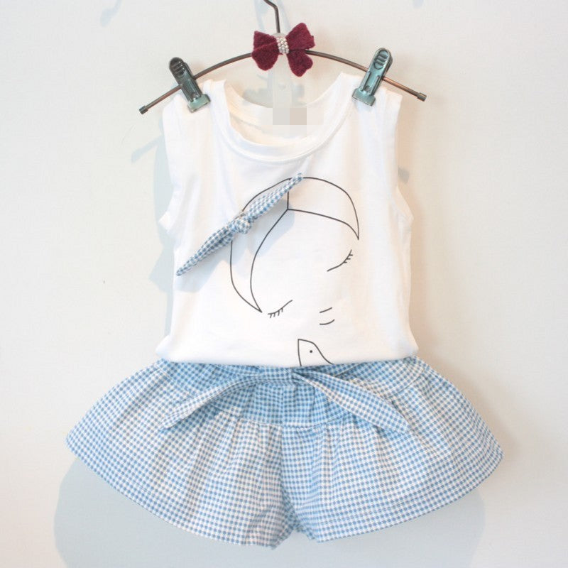 AiLe Rabbit Girls Fashion Clothes Set Short Sleeve Shirt Short Skirt 2 Piece Suits Cartoon Girl Bow Cotton Kids Clothes Set k1 AiLe Rabbit Girls Fashion Clothes Set Short Sleeve Shirt Short Skirt 2 Piece Suits Cartoon Girl Bow Cotton Kids Clothes Set k1
